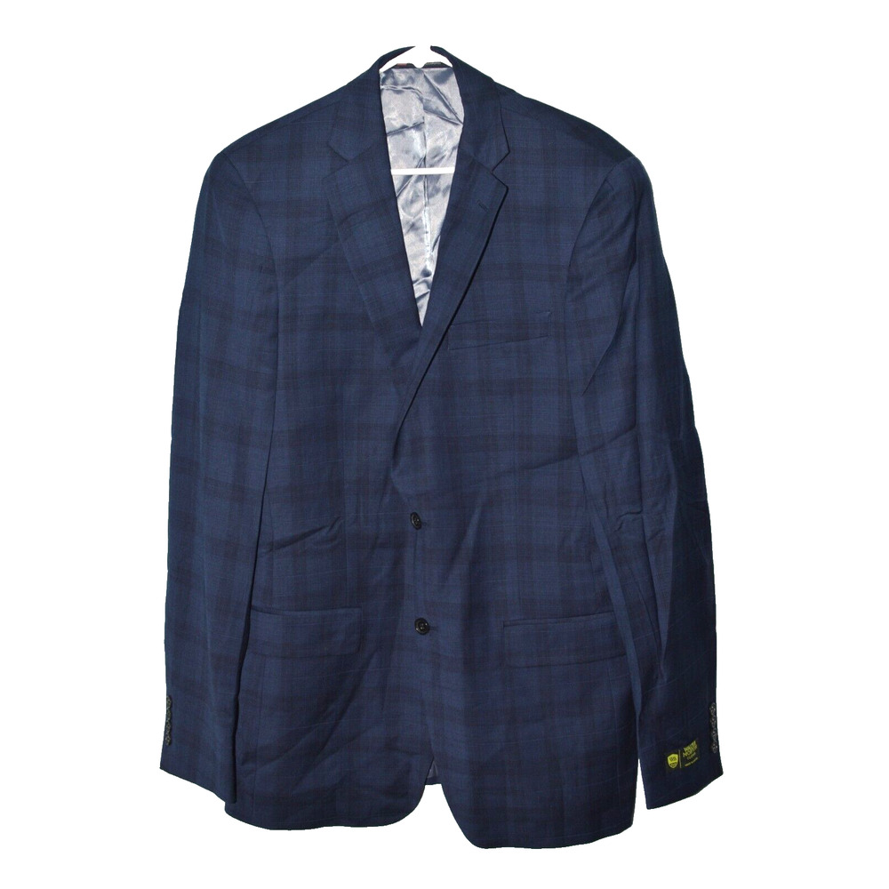 NEW 42XL WALTER MORTON Men's Blue Subtle Windowpane Sports Coat Jacket